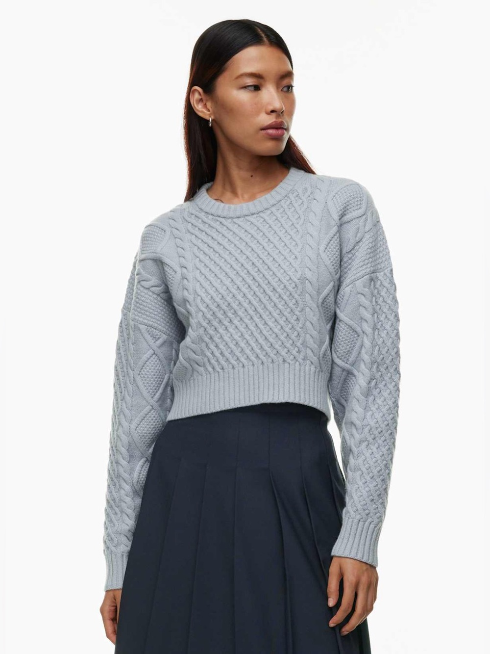 Aritzia Sunday Best Peggy Cropped Sweater grey minimalist coquette romantic 2XS